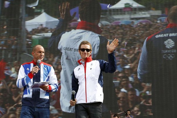 Bradley Wiggins under legene i London, hvor han vandt guld. Foto: JUSTIN TALLIS