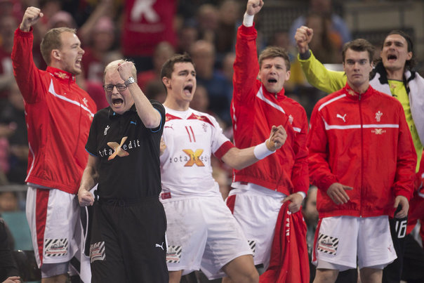Håndbold VM Spanien Semifinale Finale Danmark - Kroatien. Ulrik Wilbek og jubel Foto: CLAUS FISKER