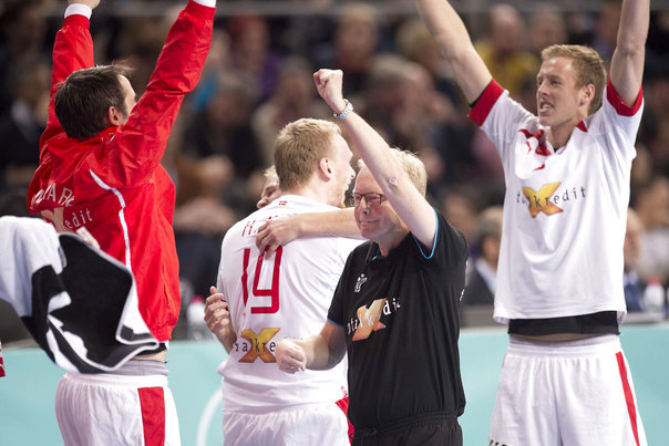 Dansk jubel efter sejren i VM-semifinalen mod Kroatien. Foto: CLAUS FISKER