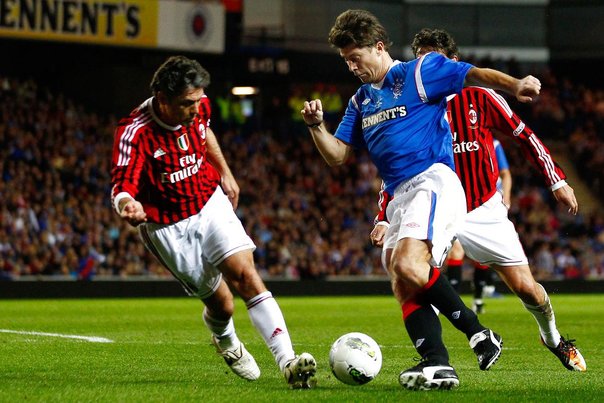Brian Laudrup var senest i aktion for Rangers ved en opvisningskamp sidste forår. Foto: Jason Cairnduff