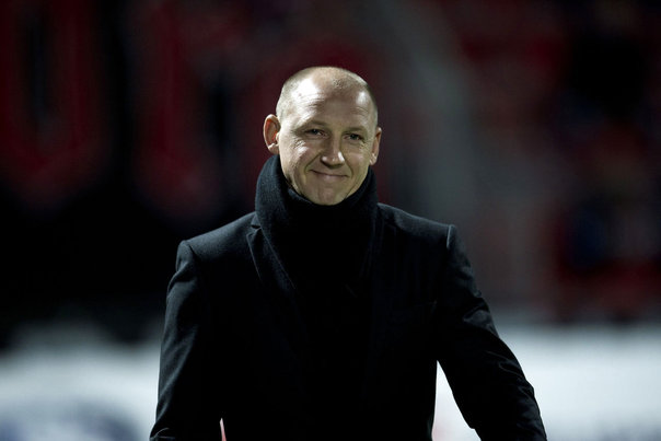 Auri Skarbalius glæder sig over Simon Makienok Christoffersens målform. Foto: Bo Amstrup