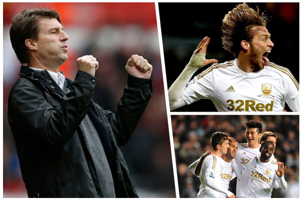 Michael Laudrup har fundet opskriften på succes i Swansea. I de seneste 10 kampe har klubben kun tabt én gang, ude mod Manchester City Foto: scanpix/billedmontage