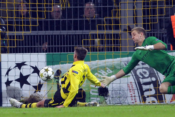 Julian Schieber scorer her kampens eneste mål. Foto: FEDERICO GAMBARINI