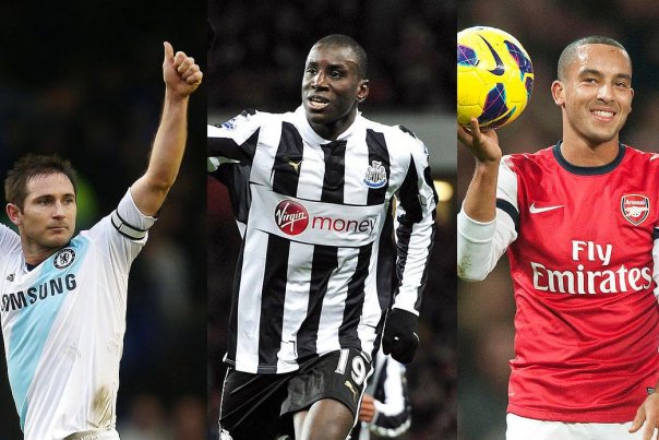 Tre varme transfer-emner: Lampard, Demba Ba og Walcott. Foto: Ikke oplyst