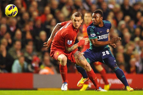Daniel Agger spillede en solid kamp for Liverpool. Foto: PAUL ELLIS